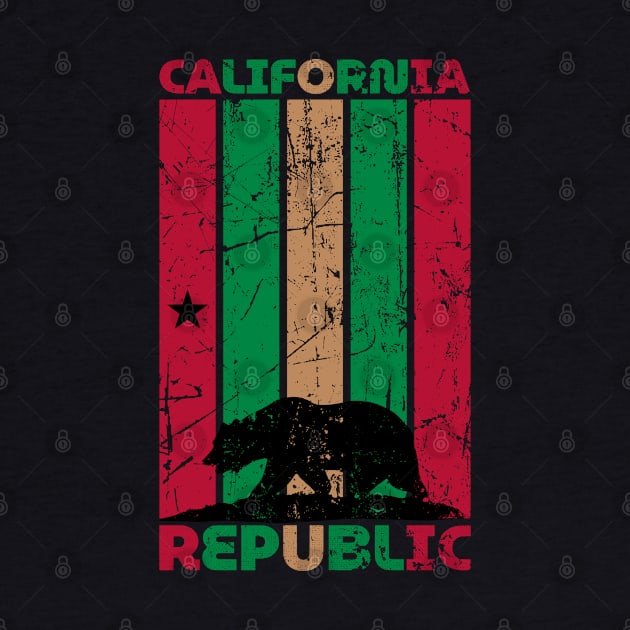 California Republic US State Cool Distressed Bear Silhouette and Star with CA Flag Color STATE-7 by itsMePopoi